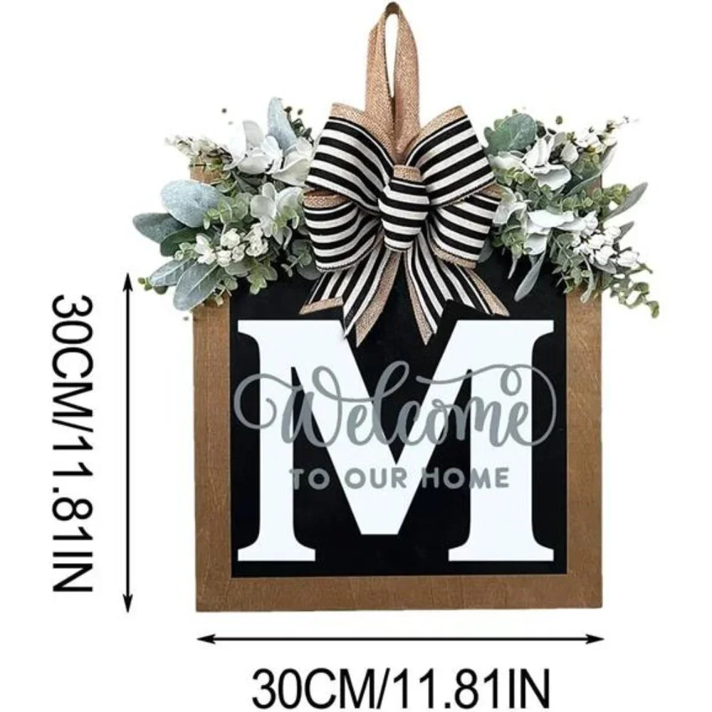 All Year Round Front Door Garland, Front Porch Decoration 26 Letter Welcome Sign